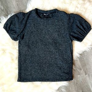 Cute, charcoal, elevated short sleeved top
